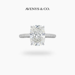 Cushion Pave Ring with White Cushion Stone – on White Gold