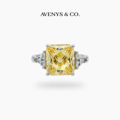 Square Radiant Ring with Yellow Radiant Stone – on White Gold