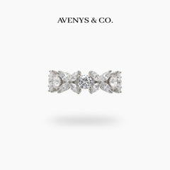 Star Eternity Slim Ring with White Marquise Stone – on White Gold