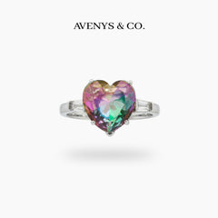 Love Heart Trilogy with Alexandrite Heart Stone – on White Gold
