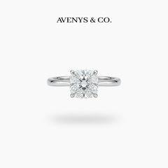 Princess Square Ring with White Princess Stone – on White Gold