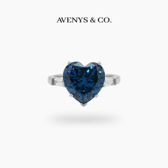 Love Heart Trilogy with Blue Heart Stone – on White Gold