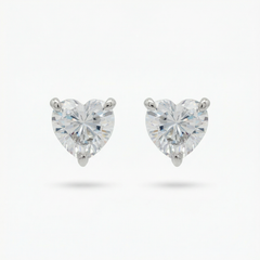 Love Heart Earrings with White Heart Stone – on White Gold