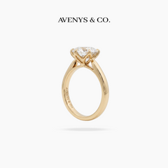 Avenys Reserve™ Floral Ring – 2.4ct Heart & Arrows Round Lab Grown IGI Certified Diamond in 18K Yellow Gold