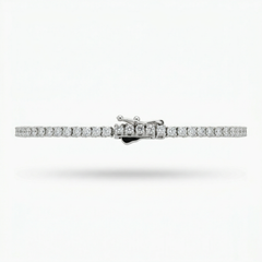 Classic Tennis Bracelet (3mm) with White Round Stone – on White Gold