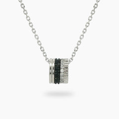 Quatre Necklace with White Round Stone – on White Gold