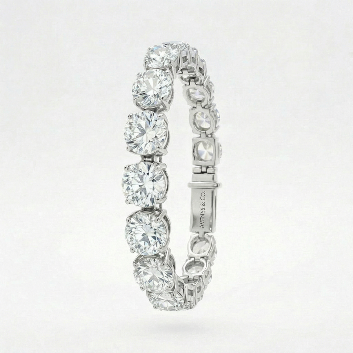 Signature Tennis Bracelet (7mm) with White Round Stone – on White Gold