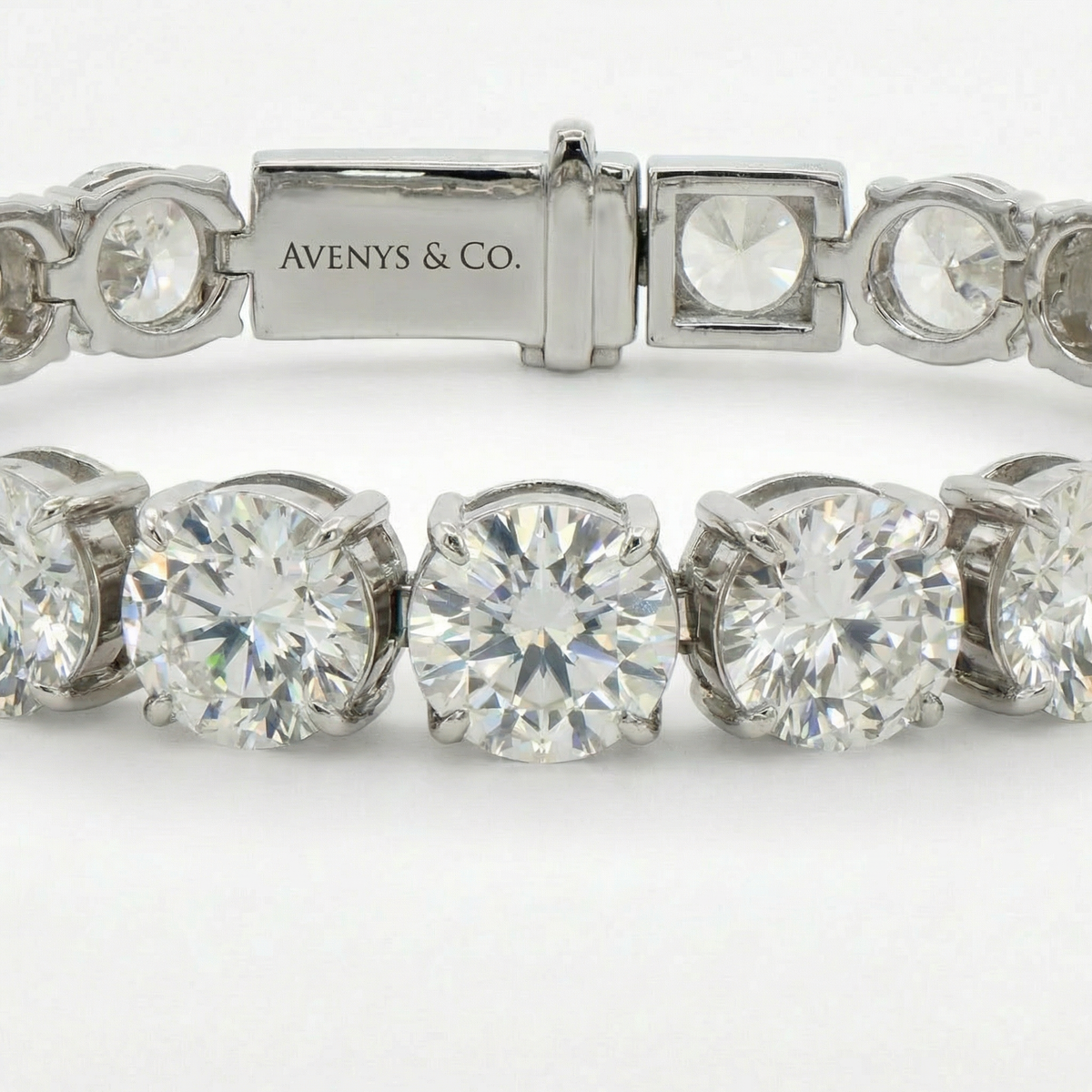 Statement Tennis Bracelet (6mm) with White Round Stone – on White Gold