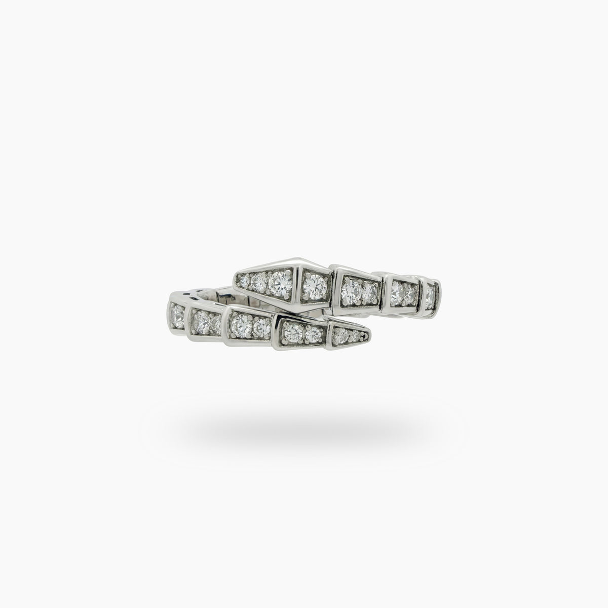 Coil Pave Ring with White Round Stone – on White Gold
