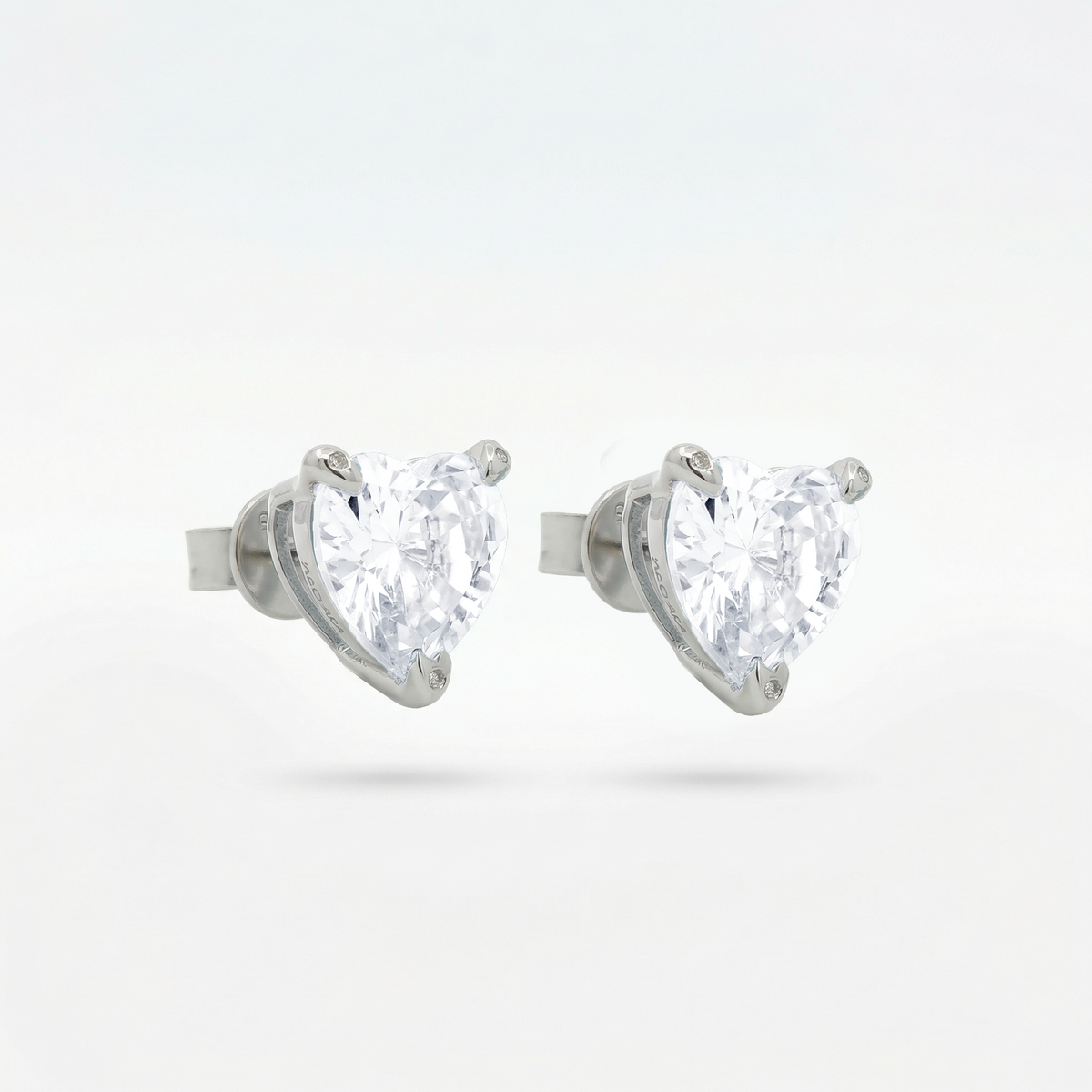 Love Heart Earrings with White Heart Stone – on White Gold