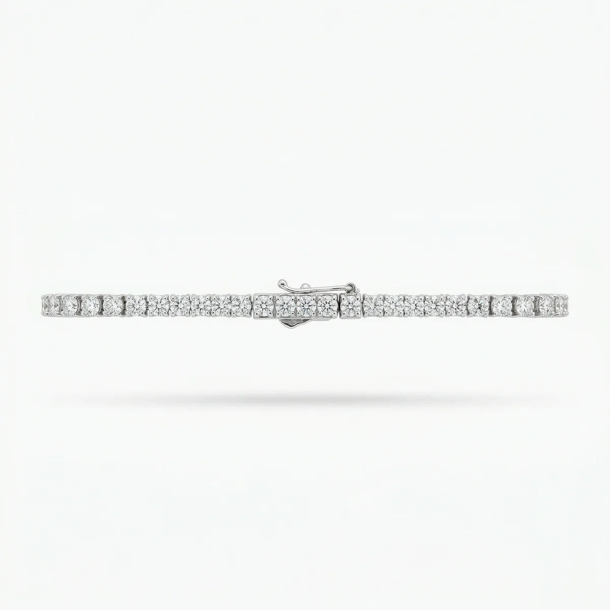 Delicate Tennis Bracelet (2mm) with White Round Stone – on White Gold