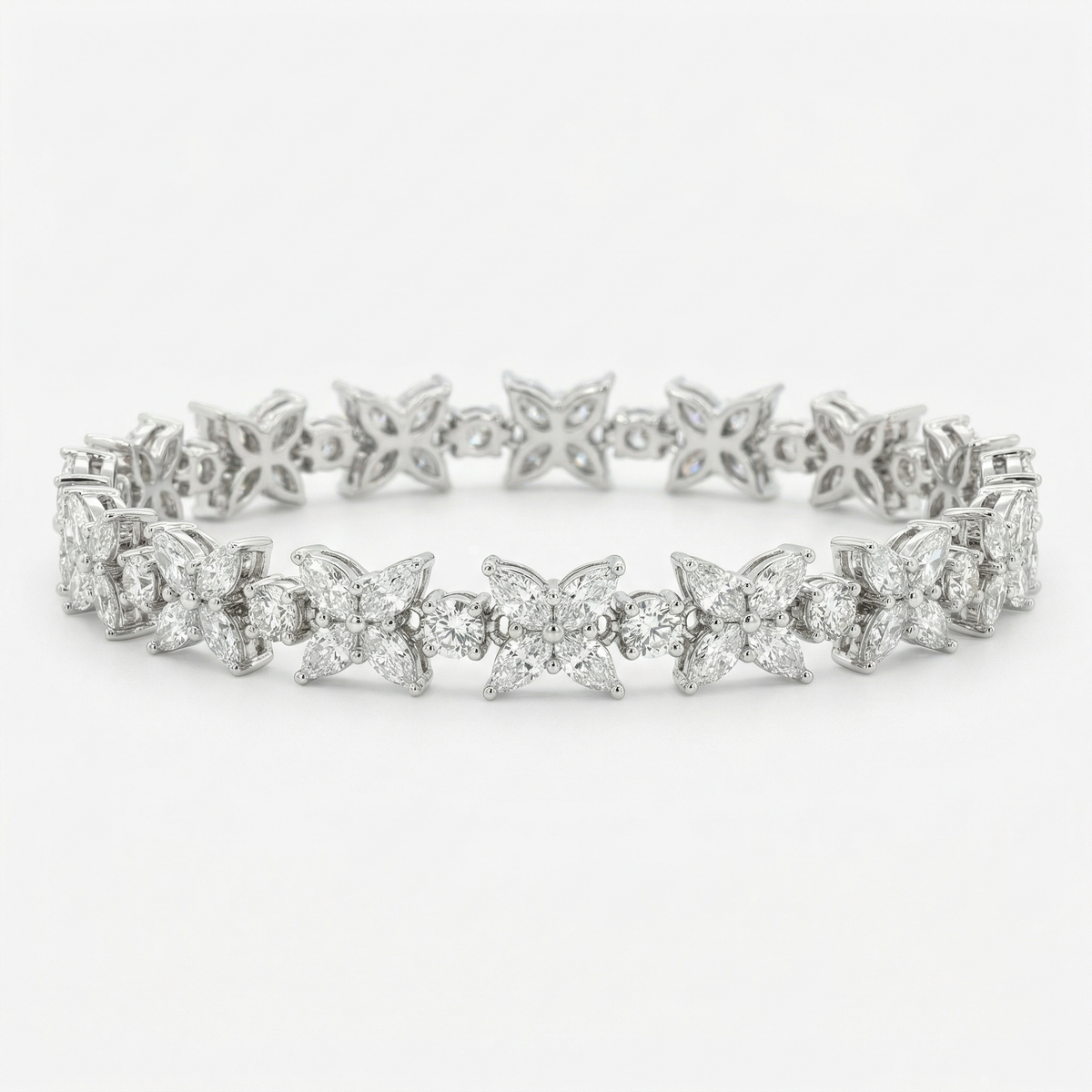 White Gold Marquise Pear Tennis Bracelet