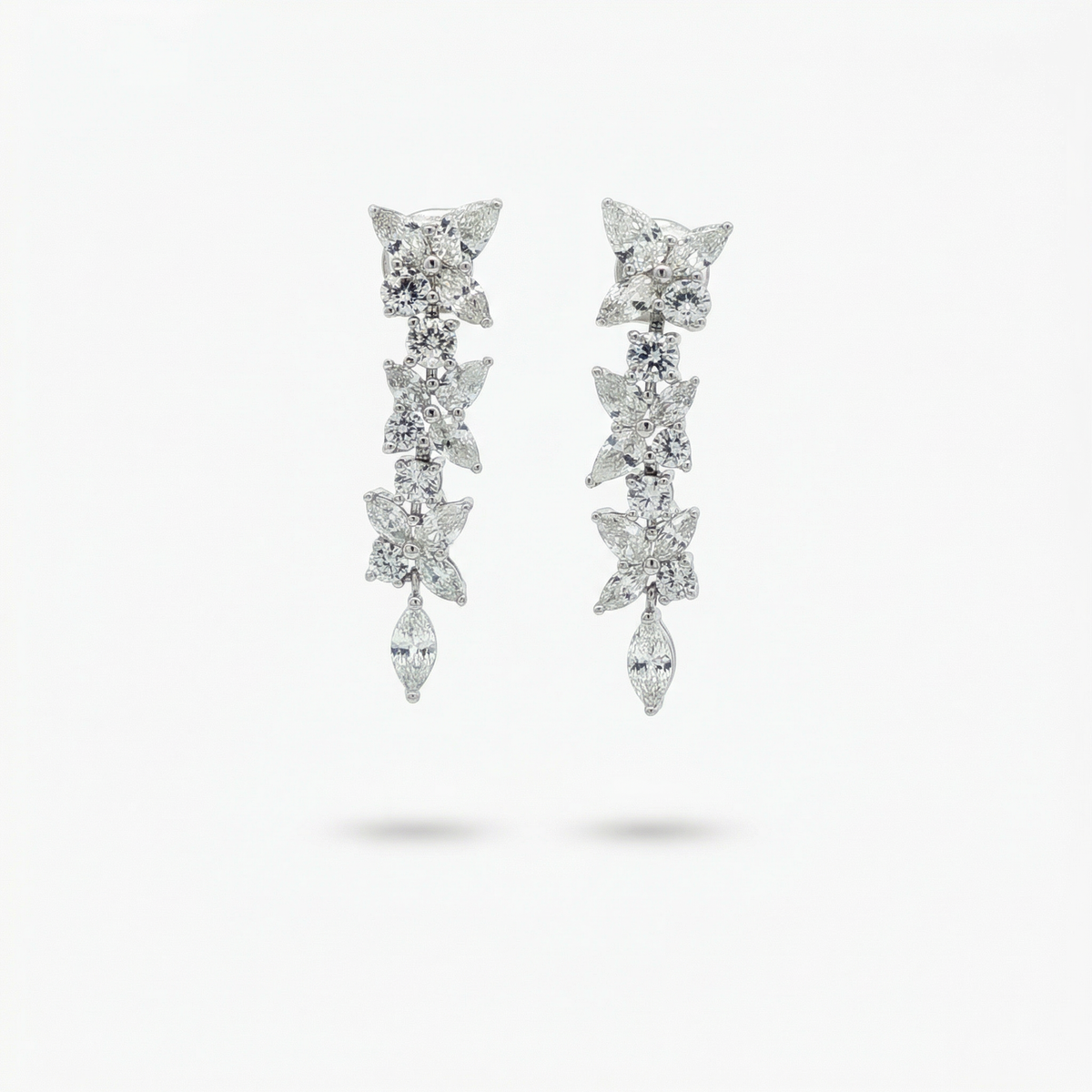 Pear Marquis Drop Earrings with White Pear Stone – on White Gold