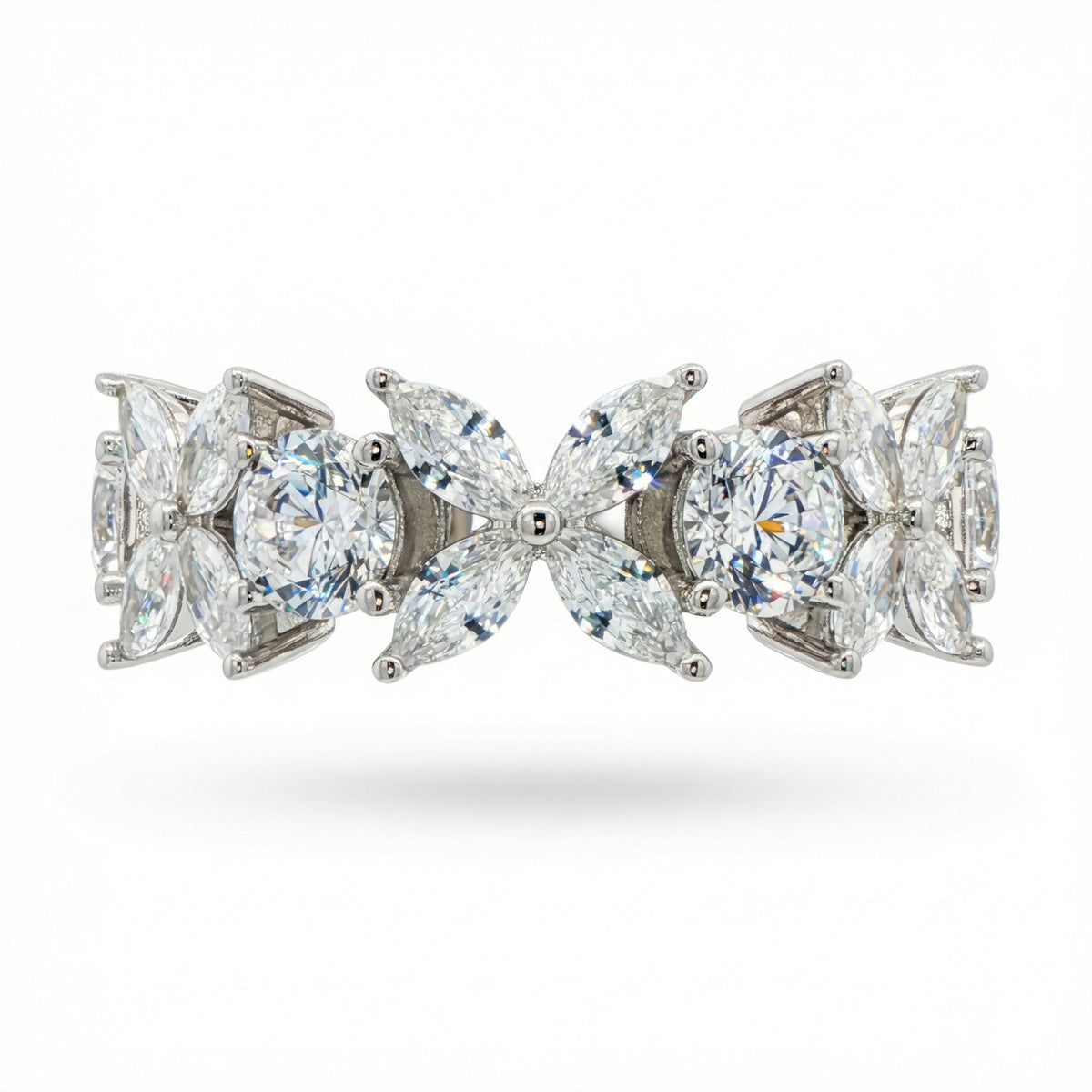 Star Eternity Ring  with White Marquise Stone – on White Gold