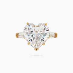 Love Heart Trilogy with White Heart Stone – on Yellow Gold