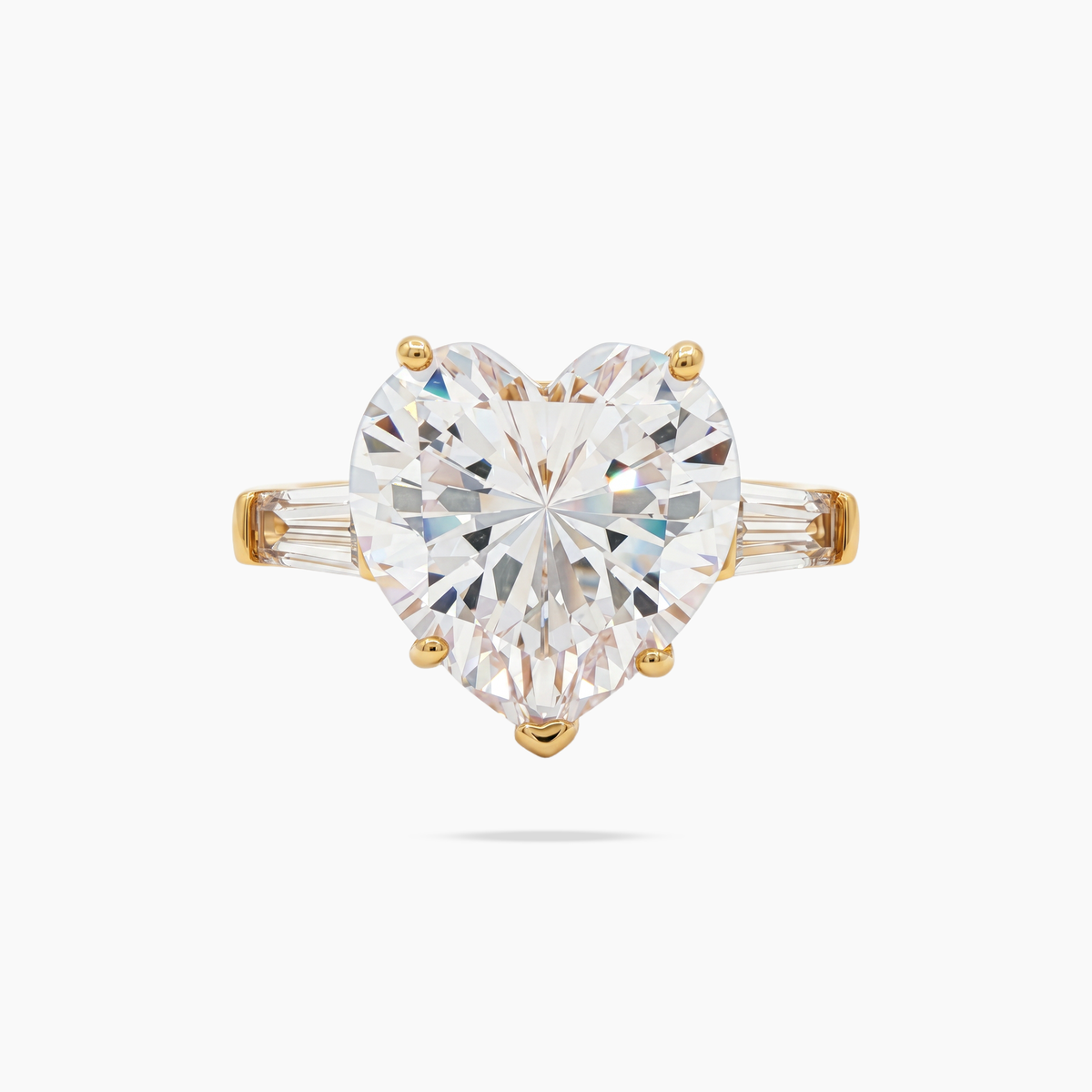 Love Heart Trilogy with White Heart Stone – on Yellow Gold