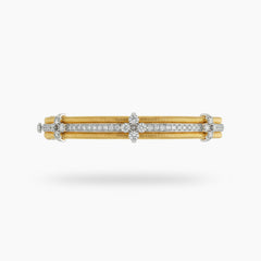 Centerline Bangle with White Round Stone – on Yellow Gold