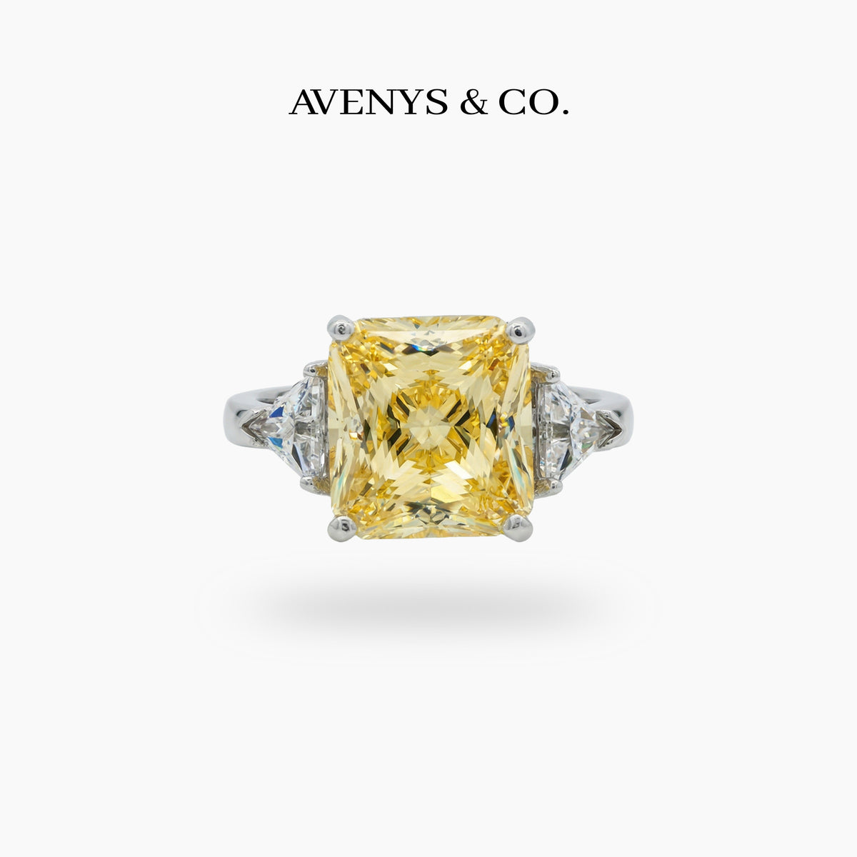 Square Radiant Ring with Yellow Radiant Stone – on White Gold