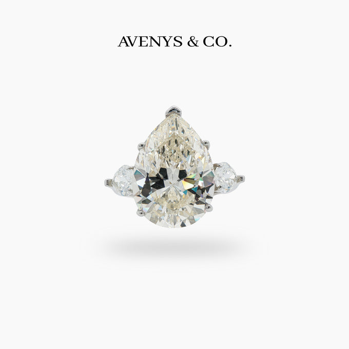 Pear Trilogy Ring with Champagne Pear Stone – on White Gold