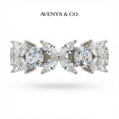 Star Eternity Ring  with White Marquise Stone – on White Gold