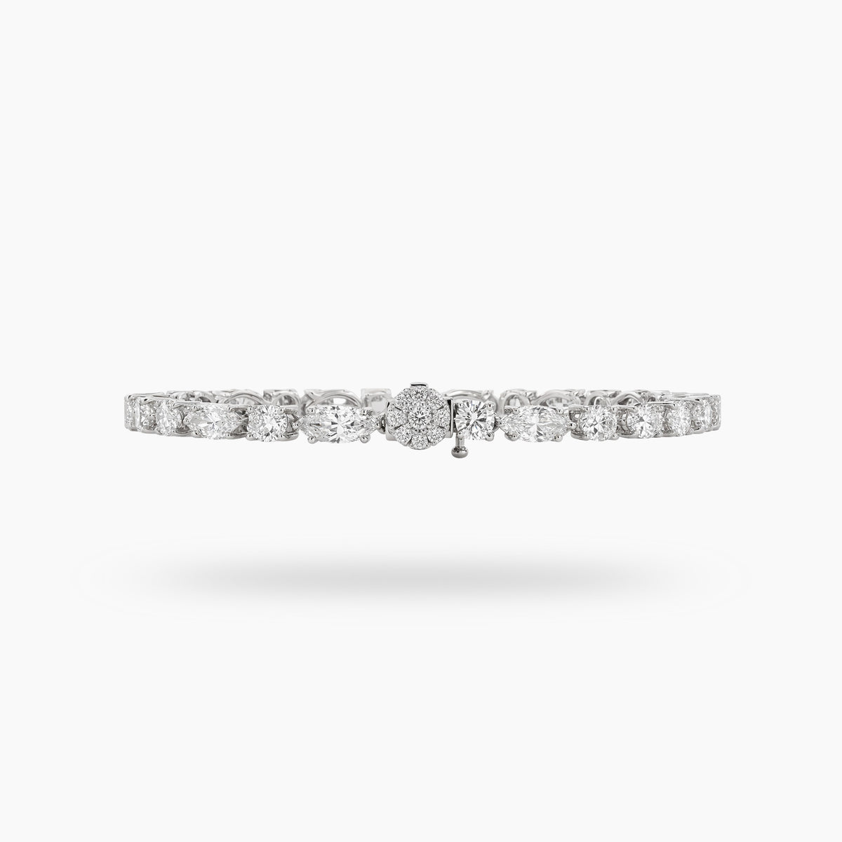 Oval-Cut Diamond Tennis Bracelet in White Gold