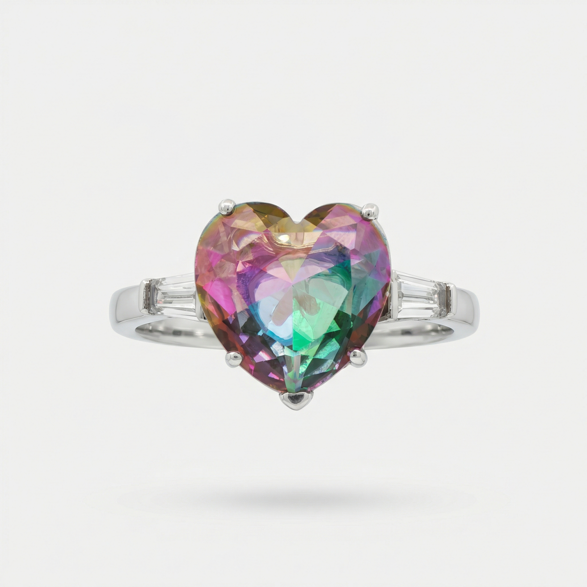 Love Heart Trilogy with Alexandrite Heart Stone – on White Gold