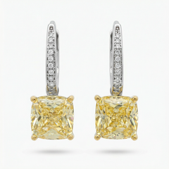 Princess Drop Earring with Yellow Princess Stone – on White Gold