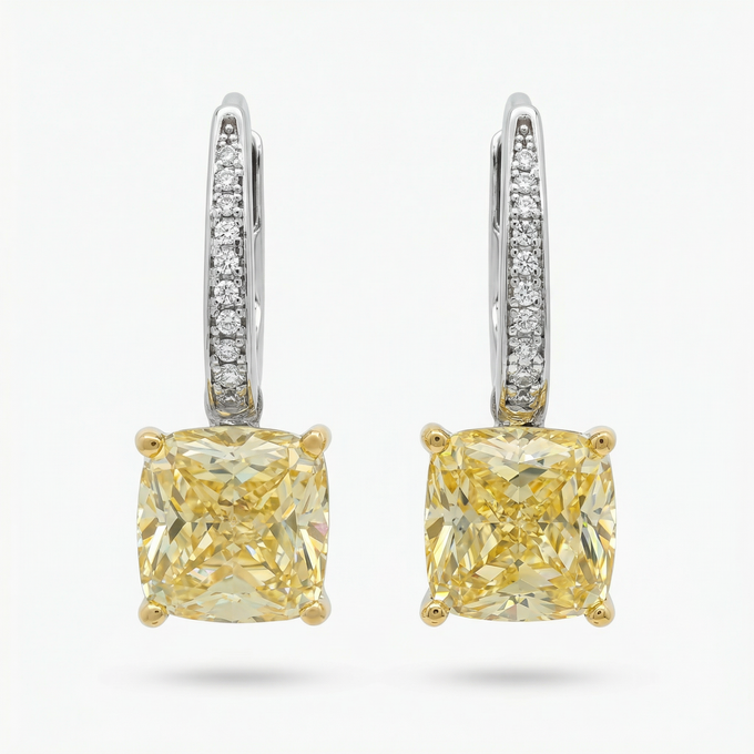 Princess Drop Earring with Yellow Princess Stone – on White Gold