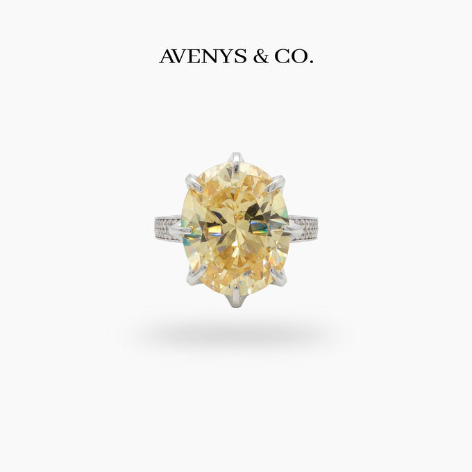Imperial Ring with Yellow Oval Stone – on White Gold