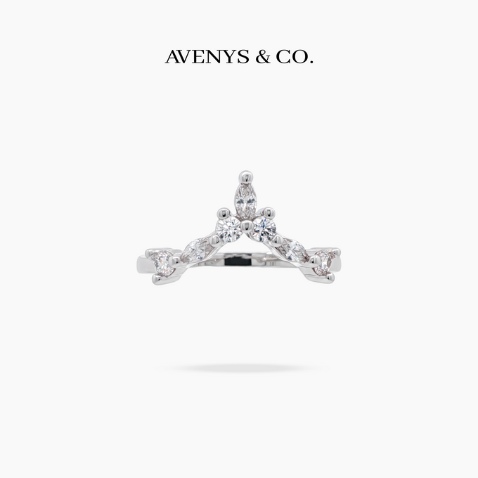 AV Forever™ V Marquise Eternity Ring (2mm) with White Marquise Stone – on White Gold