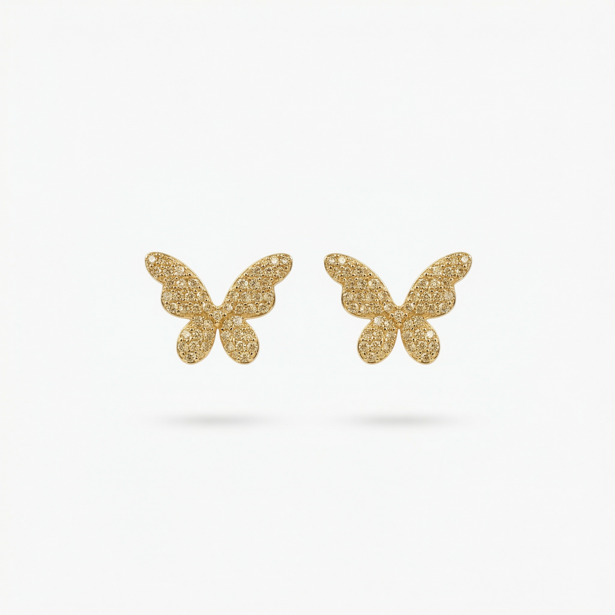 Butterfly Earrings with Yellow Round Stone – on White Gold