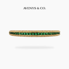 Greenline Bangle with Green Emerald Stone – on Yellow Gold