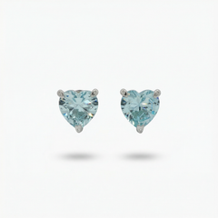 Love Heart Earrings with Paraiba Heart Stone – on White Gold