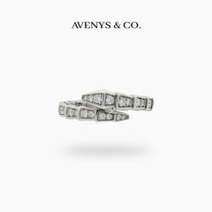 Coil Pave Ring with White Round Stone – on White Gold