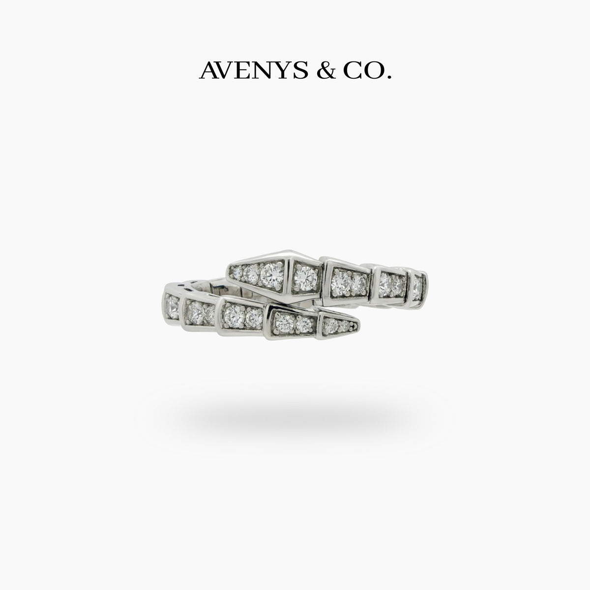 Coil Pave Ring with White Round Stone – on White Gold