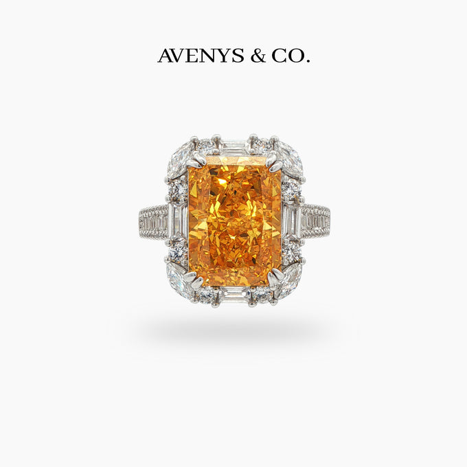 Eden Sunset Pave Ring with Yellow Emerald Stone – on White Gold