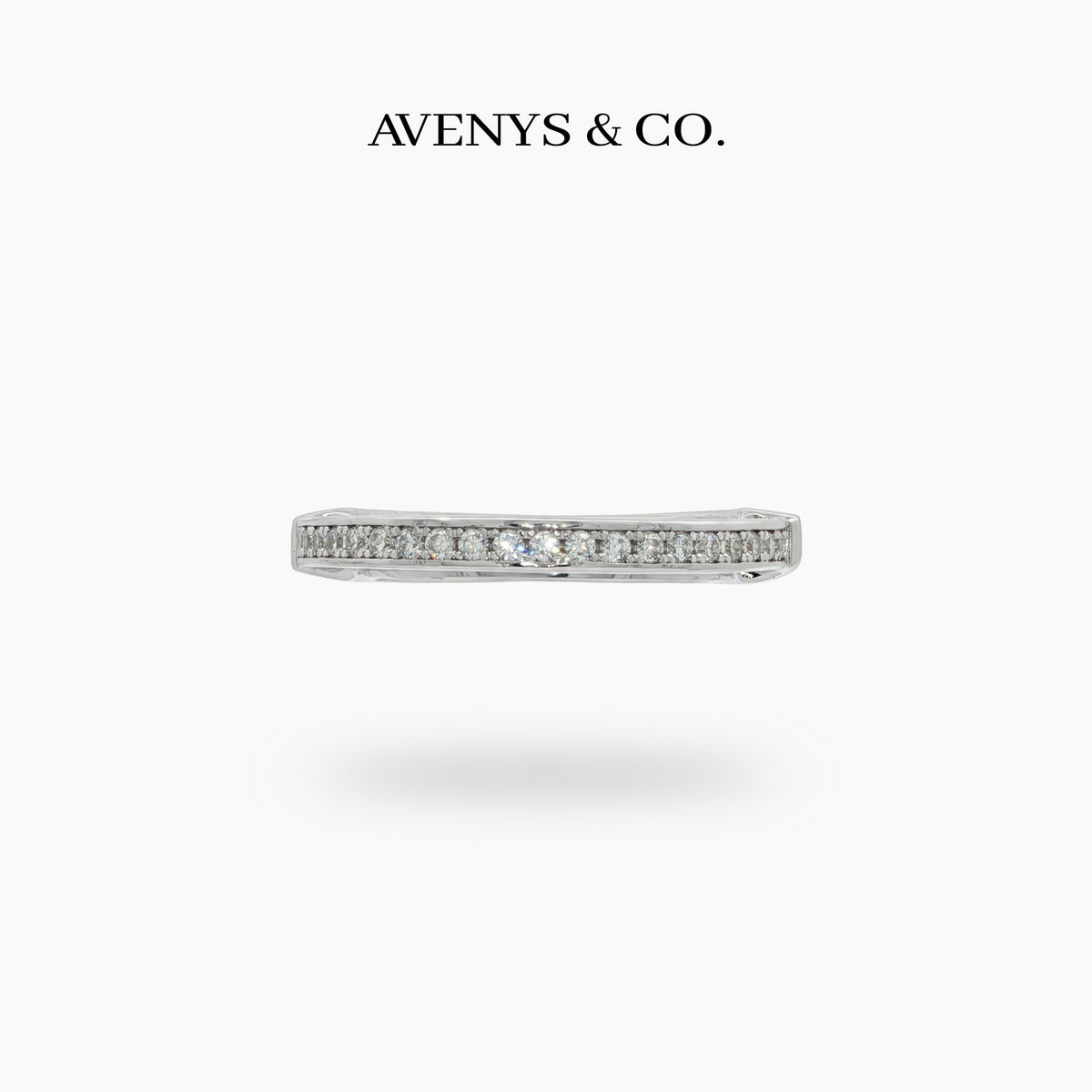 Lock Classic Ring with White Round Stone – on White Gold