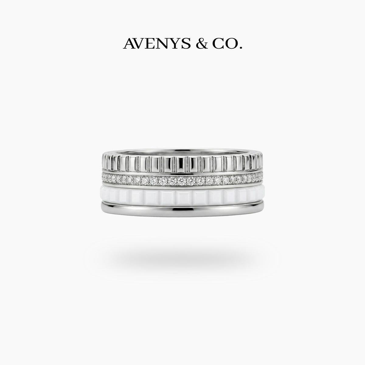 Quatre Ring with White Round Stone – on White Gold