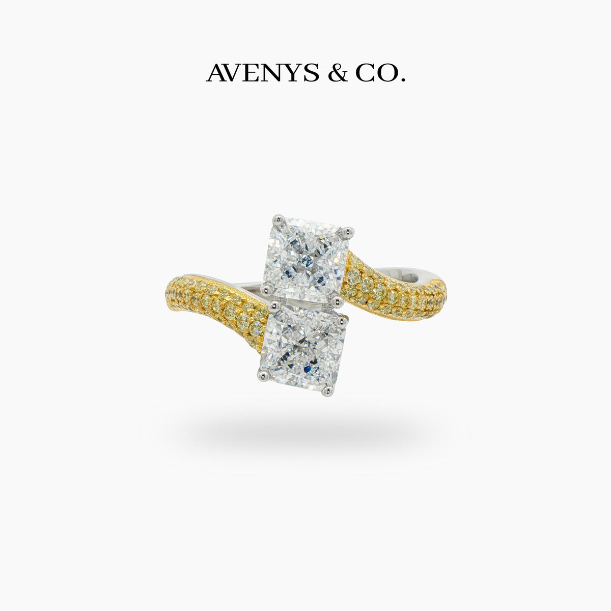 Duality Ring with White Pear Stone – on White Gold
