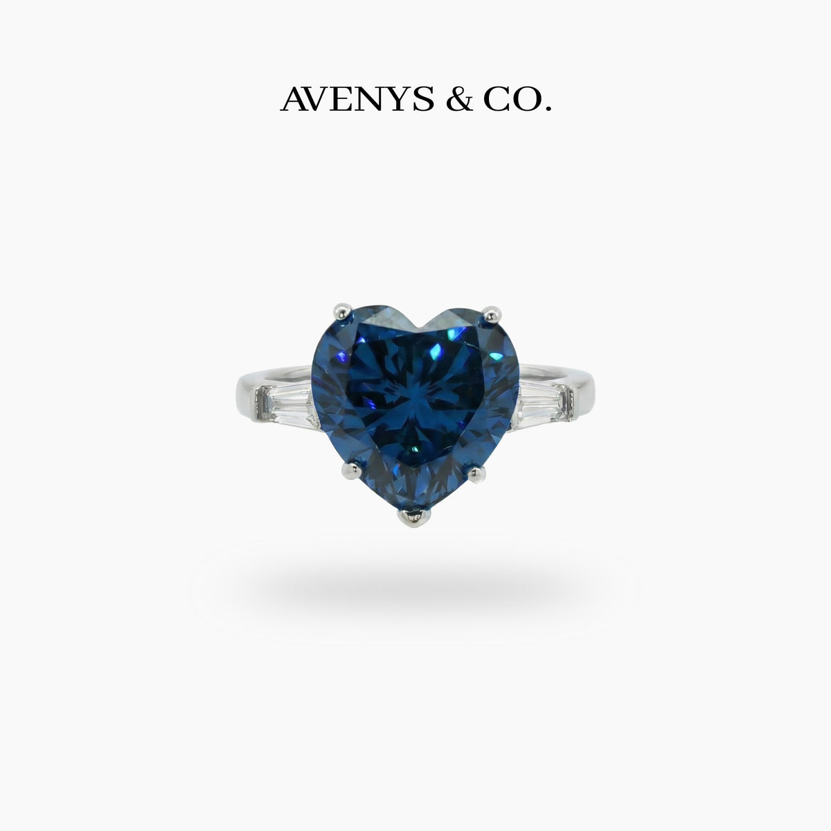 Love Heart Trilogy with Blue Heart Stone – on White Gold