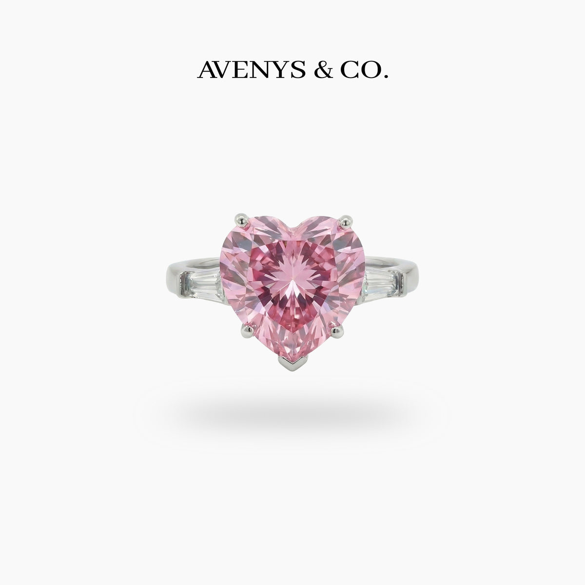 Love Heart Trilogy with Pink Heart Stone – on White Gold