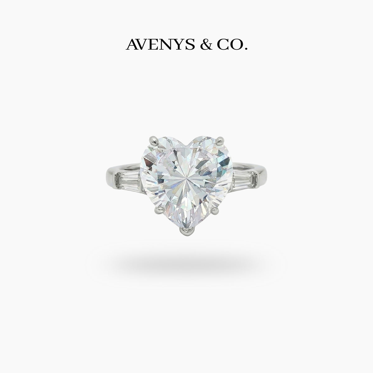 Love Heart Trilogy with White Heart Stone – on White Gold
