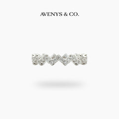 Summit Pave Ring with White Round Stone – on White Gold