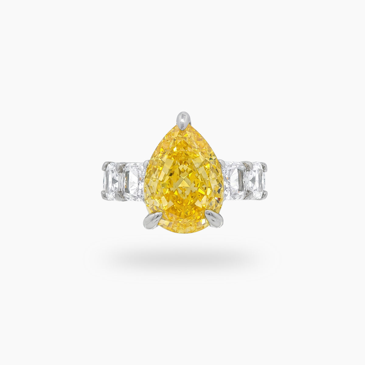 Queens Eternity Ring with Yellow Pear Stone – on White Gold