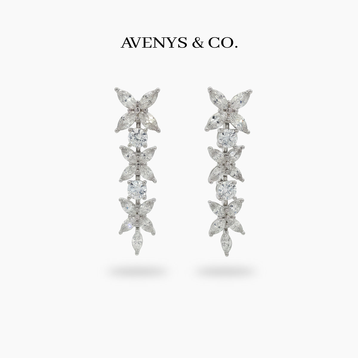 Star Eternity Earrings with White Marquise Stone – on White Gold
