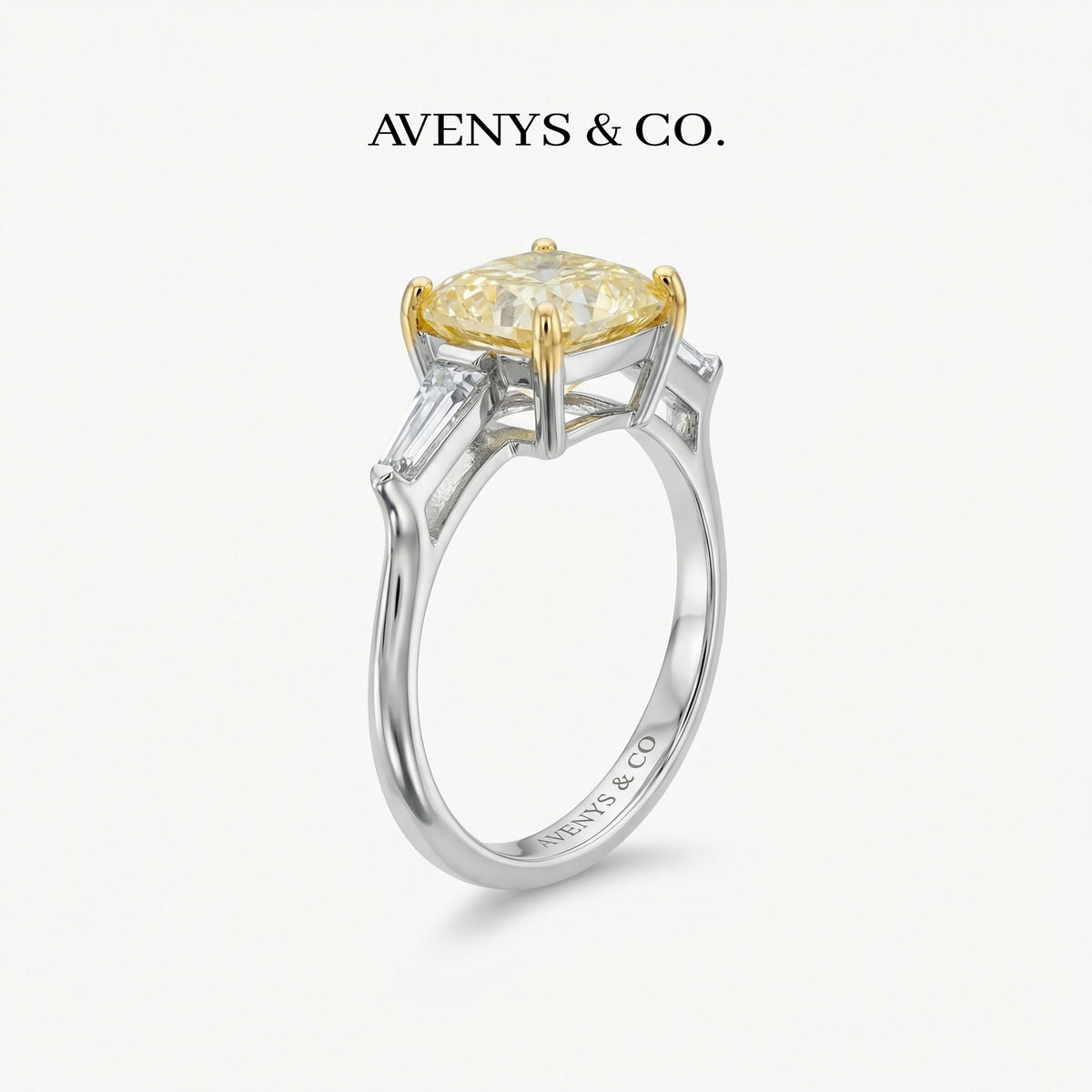 Princess Trilogy Ring with Yellow Princess Stone – on White Gold
