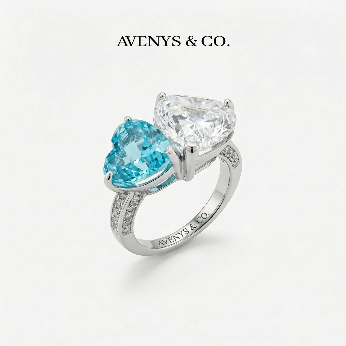 Love Et Toi with Blue Heart Stone – on White Gold