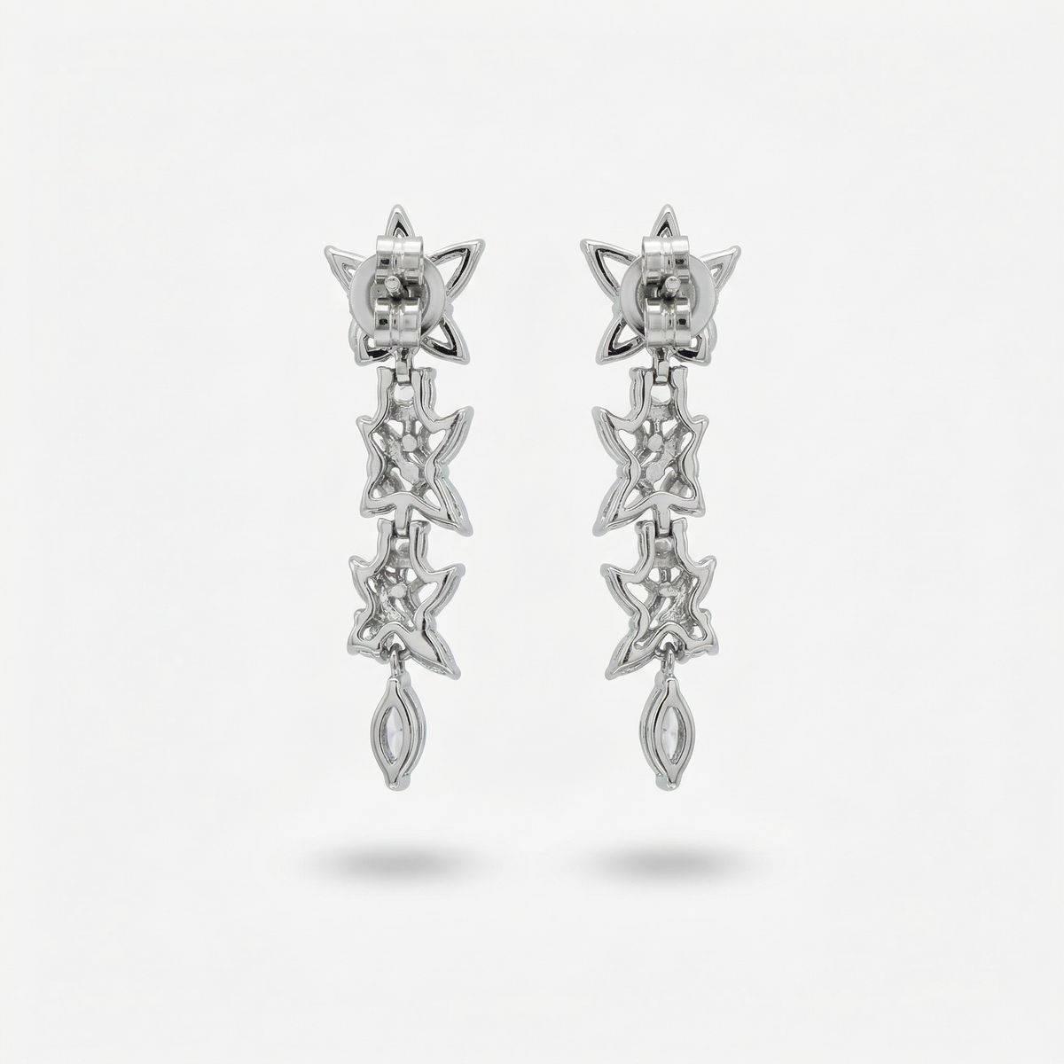 Pear Marquis Drop Earrings with White Pear Stone – on White Gold
