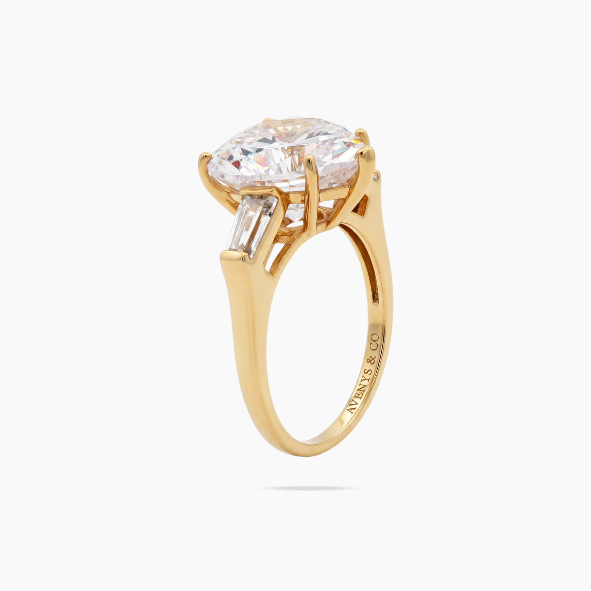 Love Heart Trilogy with White Heart Stone – on Yellow Gold