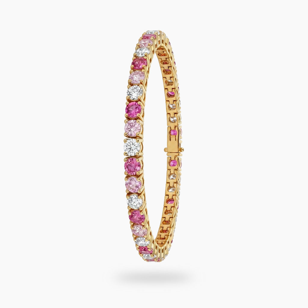 Rose Tennis Bracelet with Pink Round Stone – on Rose Gold
